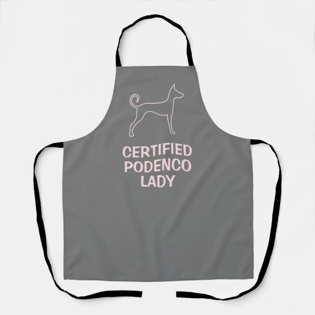 Customisable Podenco Dog Pink Silhouette  Apron (Front)