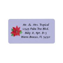 Customisable Poinsettia Address Labels - Lavender