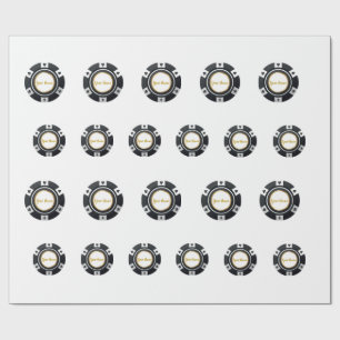 Customisable poker chips black white gold pattern wrapping paper