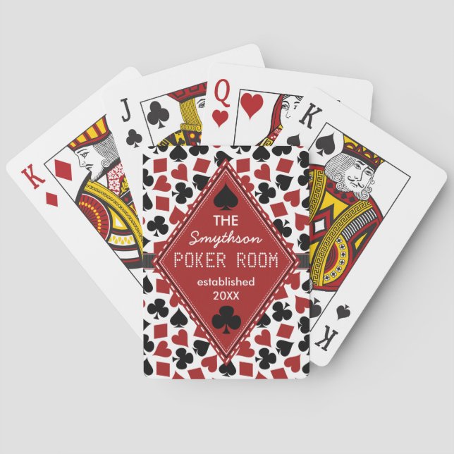 Customisable Poker Room Casino Custom Club Name Playing Cards (Back)