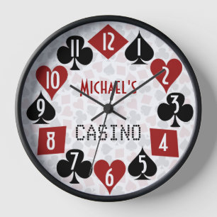 Customisable Poker Room Casino Wall Clock