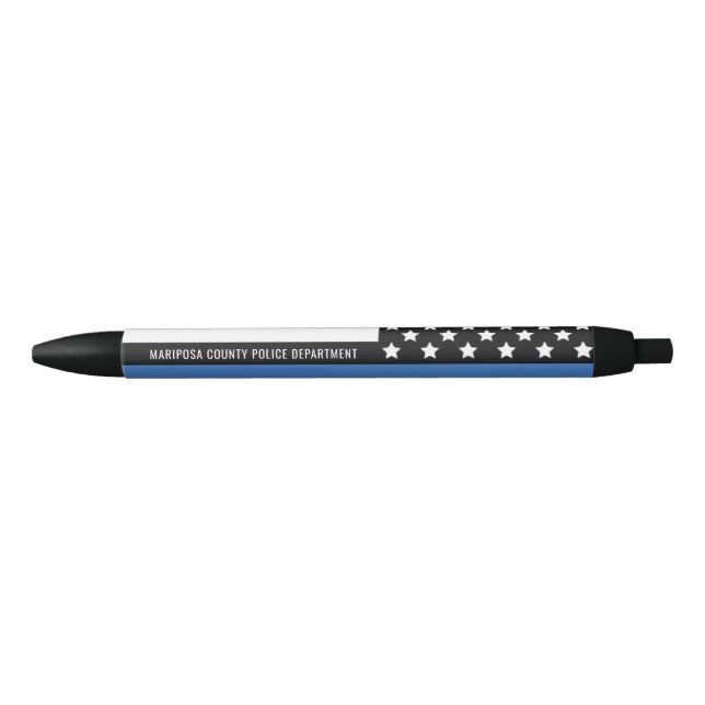 Customisable Police Department Name Thin Blue Line Black Ink Pen (Front)