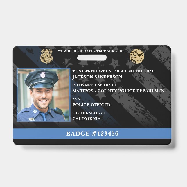 Customisable Police Officer Law Enforcement ID Badge (Front)