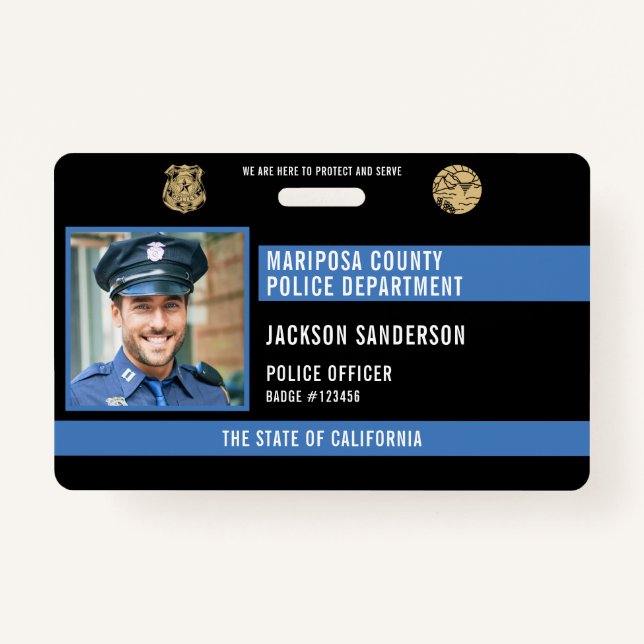 Customisable Police Officer Law Enforcement ID ID Badge (Front)