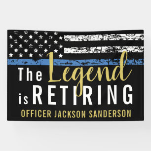 Customisable Police Retirement Thin Blue Line Banner