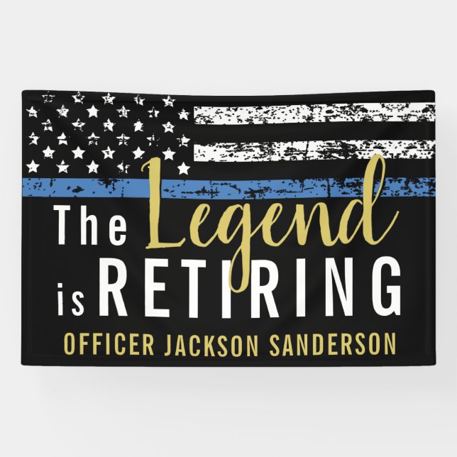Customisable Police Retirement Thin Blue Line Banner (Horizontal)