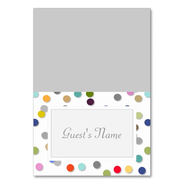 Customisable Polka Dot Confetti Name Place Cards (Front)