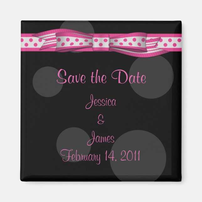 Customisable Polka Dot Save the Date Magnet (Front)