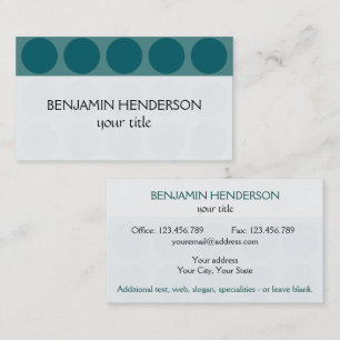 Customisable Polka Dots any Colour on Teal Business Card
