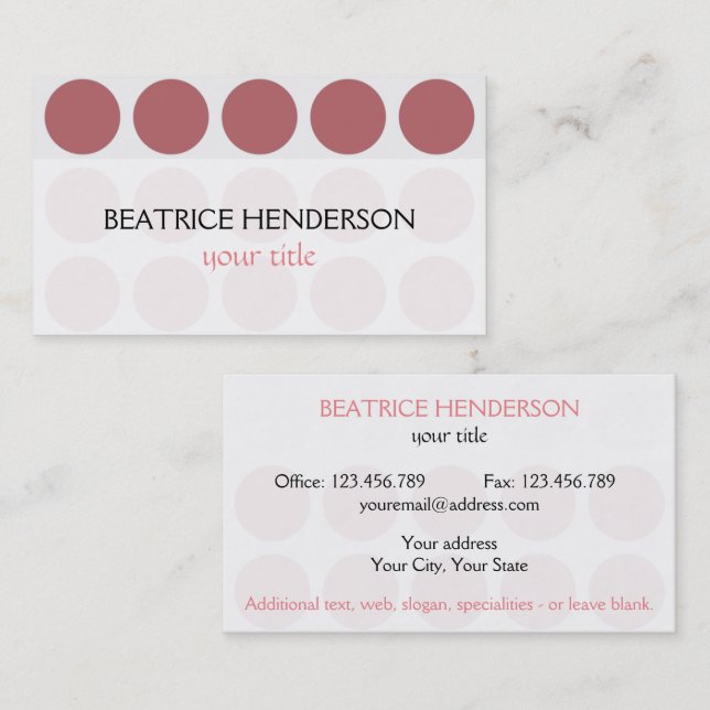 Customisable Polka Dots any Colour on White Business Card (Front/Back)
