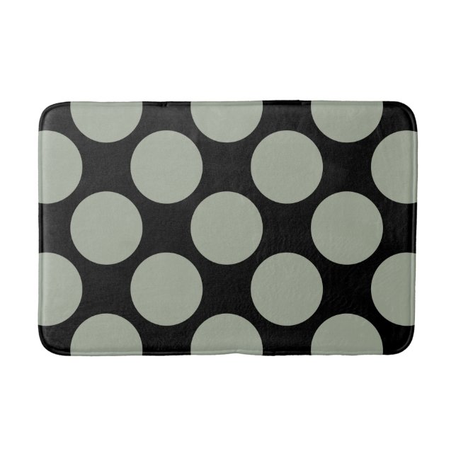 Customisable Polka Dots Pattern any Colour on Blac Bath Mat (Front)