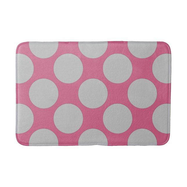 Customisable Polka Dots Pattern any Colour on Pink Bath Mat (Front)