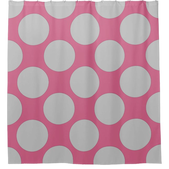 Customisable Polka Dots Pattern any Colour on Pink Shower Curtain (Front)