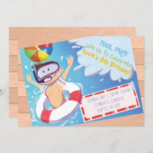 Customisable Pool Party Birthday Invitation. Invitation