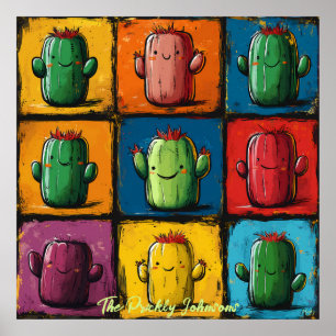 Customisable Pop Art Cactus Grid Wall Art