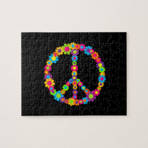 Customisable Pop Flower Power Peace Jigsaw Puzzle
