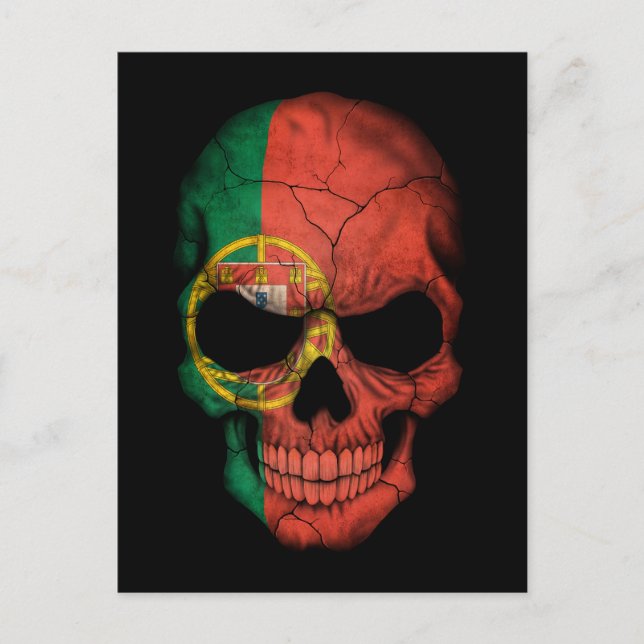 Customisable Portuguese Flag Skull Postcard (Front)