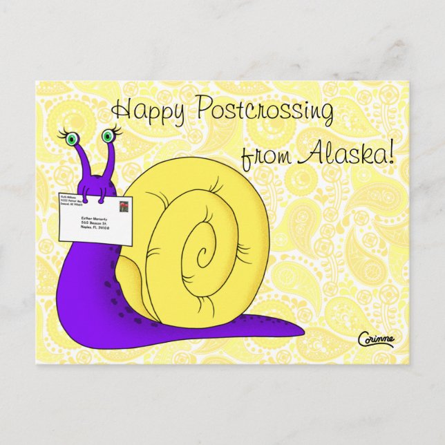 Customisable Postcrossing Snail - Postcard (Front)