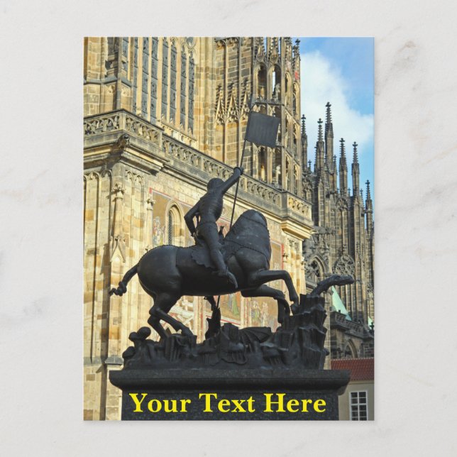 Customisable Prague statue Postcard (Front)