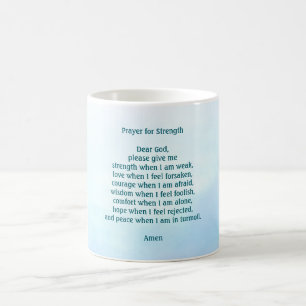 Customisable prayer for strength blue coffee mug
