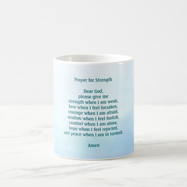 Customisable prayer for strength blue coffee mug (Center)