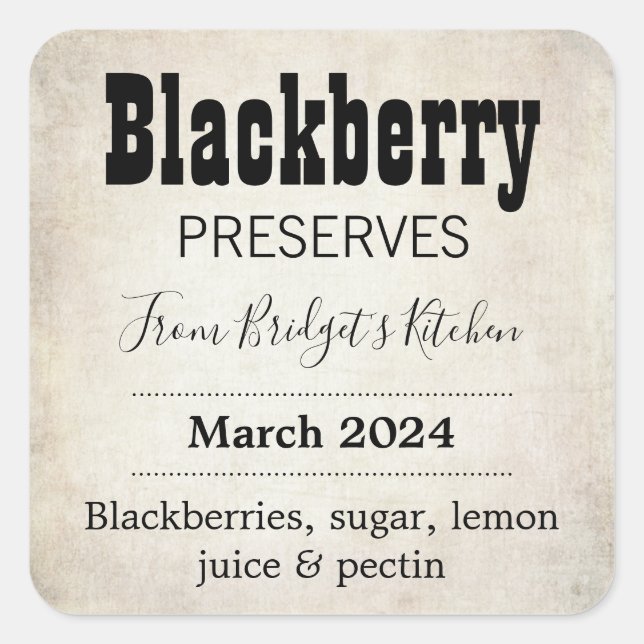 Customisable Preserves BL_04sq Square Sticker (Front)