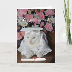 Customisable Pretty Cat Female Graduation Card