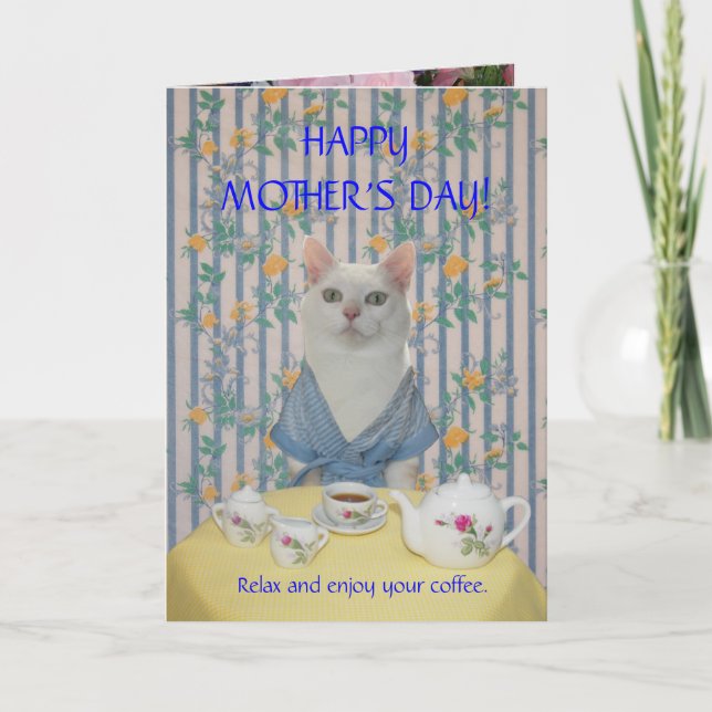 Customisable Pretty Cat/Kitty Mother's Day Card (Front)