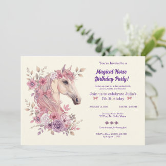 Customisable Pretty Ponies and Petals Horse  Invitation