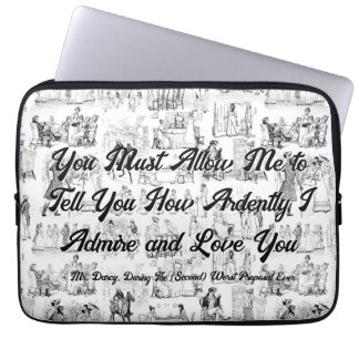 Customisable Pride and Prejudice Ardently Quote Laptop Sleeve