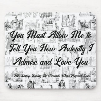 Customisable Pride and Prejudice Ardently Quote Mouse Pad