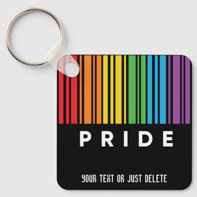 Customisable Pride Rainbow Barcode LGBTQIA+ Key Ring (Front)
