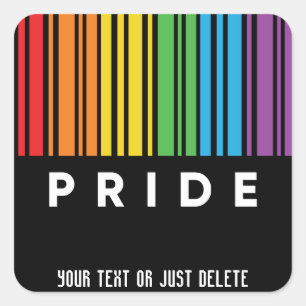 Customisable Pride Rainbow Barcode LGBTQIA+ Square Sticker