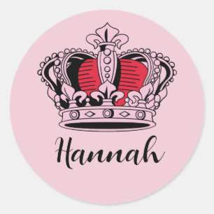Customisable Princess Queen Crown Classic Round Sticker