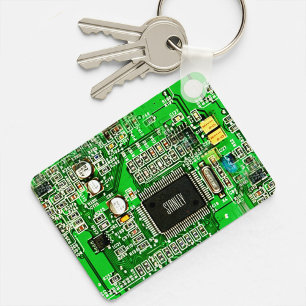 Customisable Printed Circuit Board - Green Geeky Key Ring