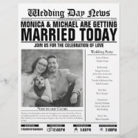 Customisable Printed Wedding Newspaper Program