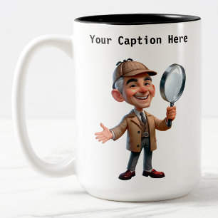 Customisable Private Investigator Cartoon Mystery Two-Tone Coffee Mug