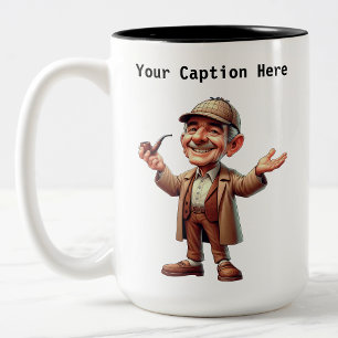 Customisable Private Investigator Cartoon Mystery Two-Tone Coffee Mug