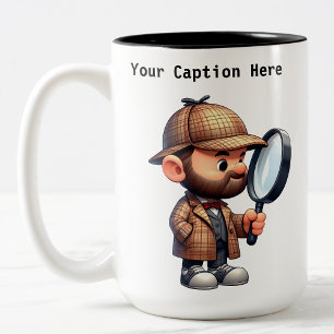 Customisable Private Investigator Cartoon Mystery Two-Tone Coffee Mug