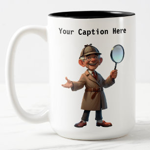 Customisable Private Investigator Cartoon Mystery  Two-Tone Coffee Mug