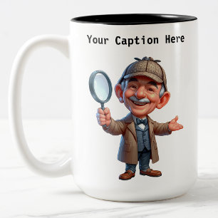 Customisable Private Investigator Cartoon Mystery  Two-Tone Coffee Mug