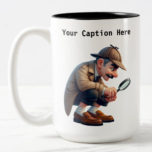 Customisable Private Investigator Cartoon Mystery Two-Tone Coffee Mug