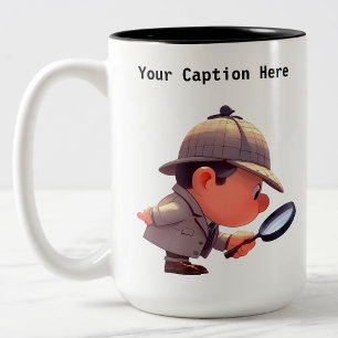 Customisable Private Investigator Cartoon Mystery Two-Tone Coffee Mug