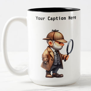 Customisable Private Investigator Cartoon Mystery Two-Tone Coffee Mug