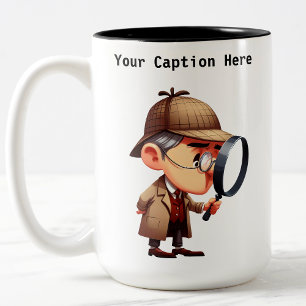 Customisable Private Investigator Cartoon Mystery Two-Tone Coffee Mug