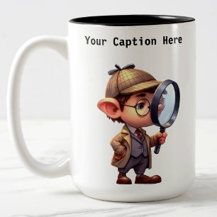 Customisable Private Investigator Cartoon Mystery  Two-Tone Coffee Mug