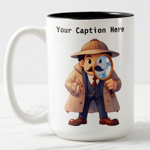 Customisable Private Investigator Cartoon Mystery Two-Tone Coffee Mug