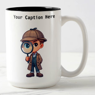 Customisable Private Investigator Cartoon Mystery  Two-Tone Coffee Mug