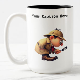 Customisable Private Investigator Cartoon Mystery Two-Tone Coffee Mug