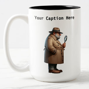 Customisable Private Investigator Cartoon Mystery Two-Tone Coffee Mug